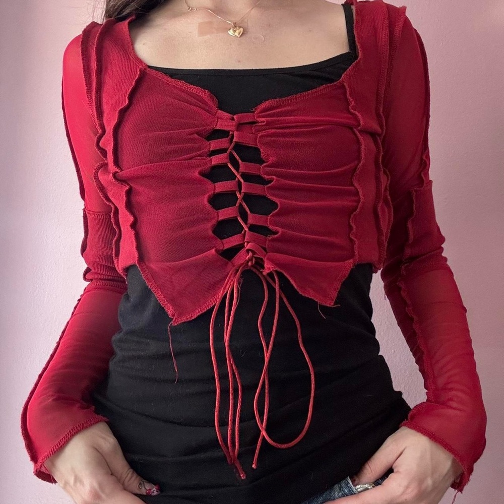 Stylish Red Ruched Women's Top